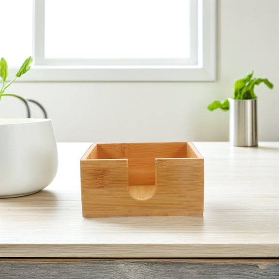 Beaupretty Dinner Napkin Holder Tissue Case Khaki Bamboo 1Pc