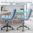 thumbnail image 6 of AECOJOY Desk Chair with Back, Adjustable Height Office Chair with Wheels Armless Vanity Chair Linen Fabric Swivel Chair for Office, Home, Blue, 6 of 9