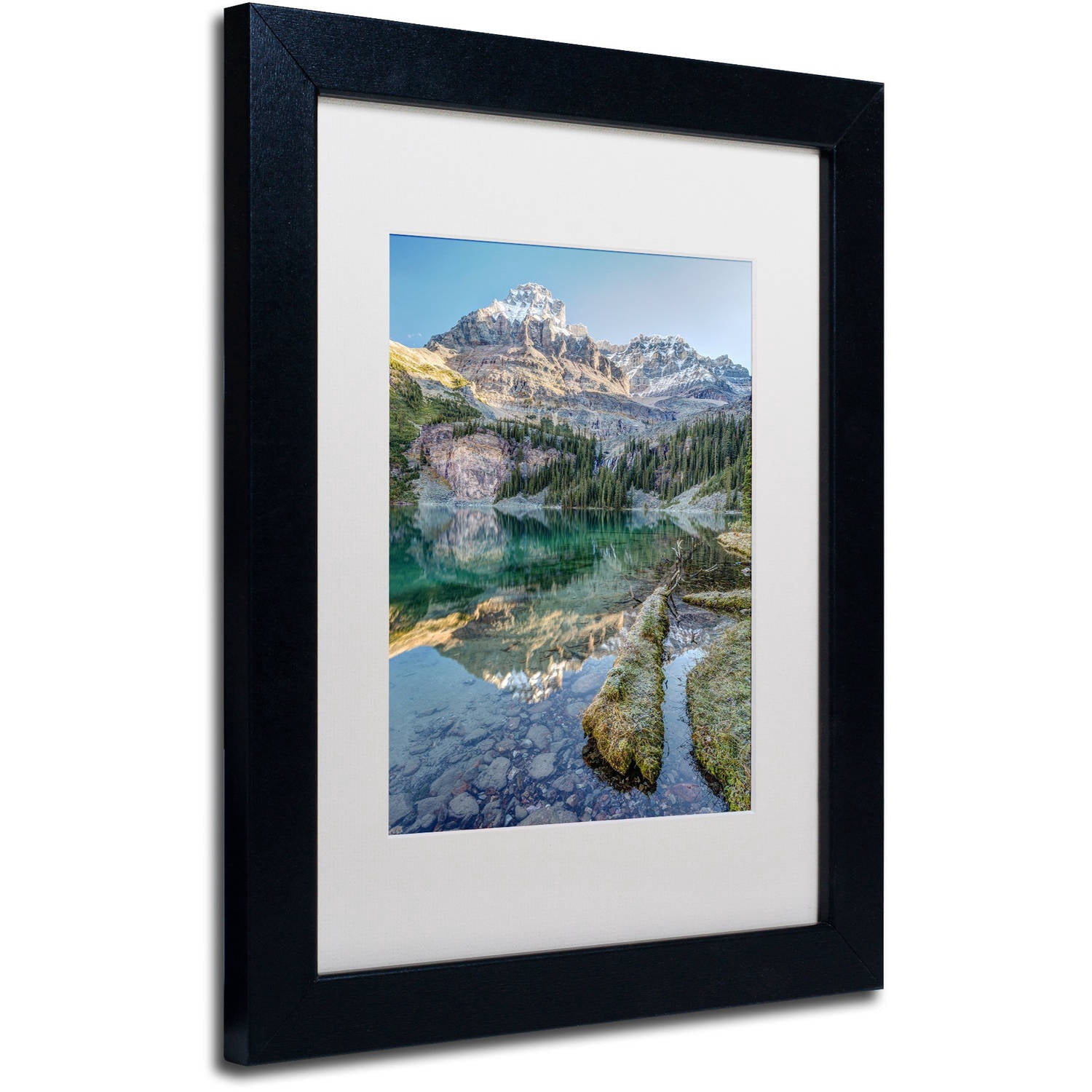 Trademark Fine Art 'Lake O'Hara Scenic Shoreline' Canvas Art by Pierre Leclerc, White Matte, Black Frame