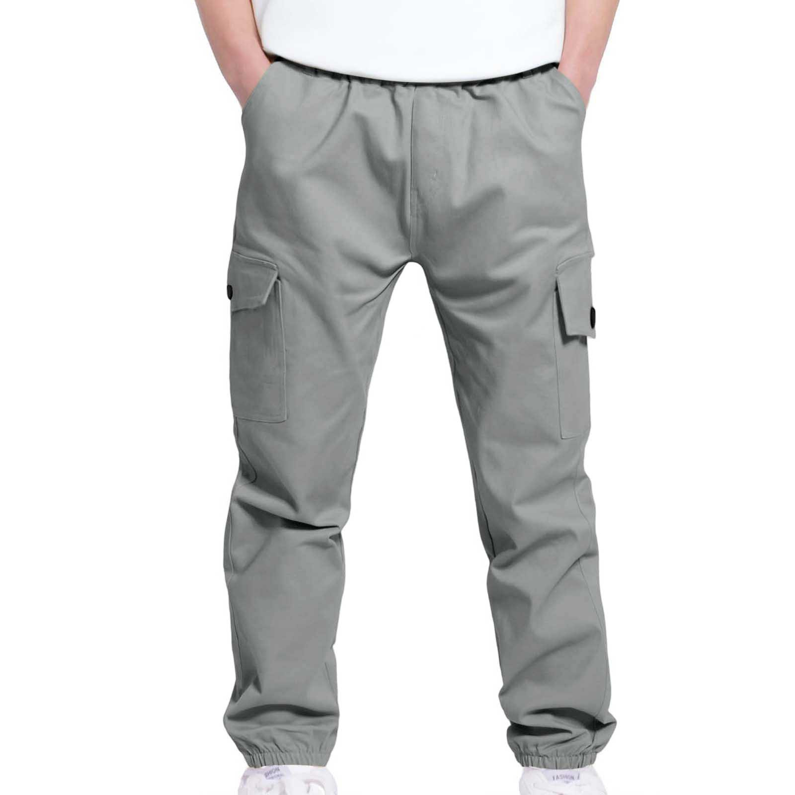 8 Years Boys And Childrens Sports Cargo Pants Stretch Elastic Waist School Kids Twill Joggers