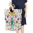 thumbnail image 4 of Yayeee Freestanding Laundry Hamper with Handle Collapsible Large Storage Basket for Clothes, Abstract Floral, 4 of 7