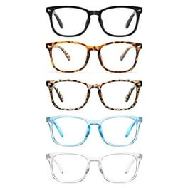 CCVOO 5 Pack Blue Light Blocking Reading Glasses Filter UV Ray Glare Fashion Non Prescription Fake Gaming Eyeglasses Women Men C1 Mix 0.5
