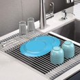 thumbnail image 1 of SunCleanse 17.8"" L 15"" W Roll Up Dish Drying Rack Over Sink Dish Drying Rack Drainer Multi-Use Stainless Steel Foldable Dish Rack for Kitchen Sink Countertop Grey, 1 of 5