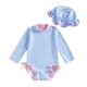 thumbnail image 5 of Odeerbi 0-3 Años Niñas Traje de Baño de Manga Larga A Rayas de Una Sola Pieza de Protección Contra Erupciones Con Sombrero Solar Upf 50 + Protección Solar Traje de Baño En Seco Rápido, 5 of 6