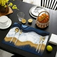 thumbnail image 4 of Blue Marble Gold Wave Pattern Summer Placemats Table Placemats Set Of 4-Linen Kitchen Washable Placemats Table Mats 11.8"x17.7" Non-Slip Heat Resistant, 4 of 6