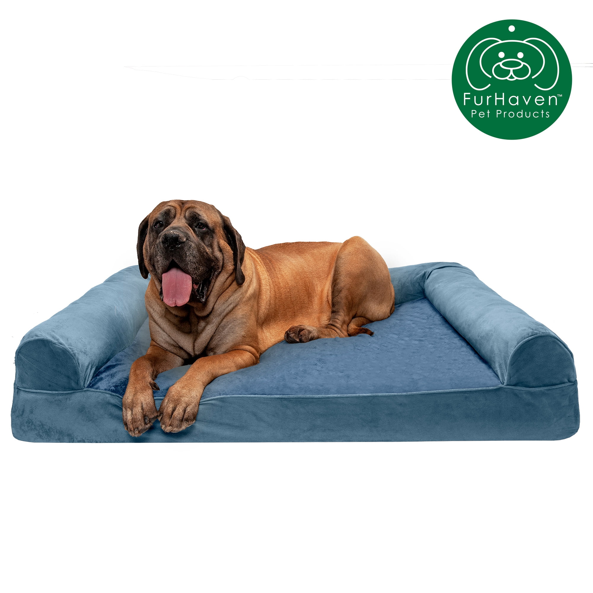 FurHaven Pet Products Orthopedic Faux Fur & Velvet Sofa Pet Bed for