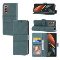 Feishell for Samsung Galaxy Z Fold 2 Case with Detachable Wrist Strap,Premium PU Leather Drop Protection Magnetic Clasp Flip Kickstand RFID Blocking Credit Card Slots Wallet Phone Case,Darkgreen