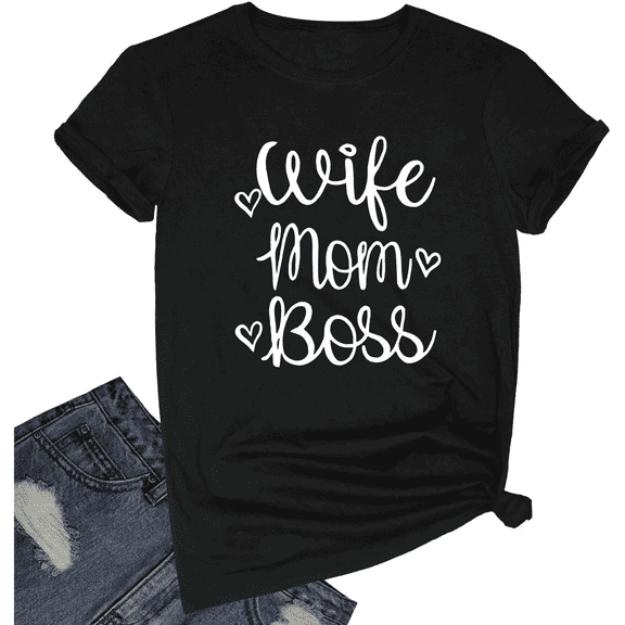 Women Wife Mom Boss Graphic Funny T-Shirts Cute Tees