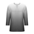 thumbnail image 4 of CYMMPU Elegant Blouse Dressy Tunic Tops Shirts Gradient Color 3/4 Length Sleeve Business Work Blouses to Wear with Leggings Summer Fall Casual V-Neck 2025 Clothes for Women Black XXL, 4 of 6