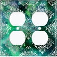 thumbnail image 3 of Metal Light Switch Plate Cover Elegant Teal Gray Damask DAM051, 3 of 13