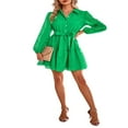 thumbnail image 4 of PENGXIANG Robe Décontractée Printemps Automne pour Femmes Couleur Unie Manches Longues Col à Revers Bouton Robe Trapèze avec Ceinture Noir m, 4 of 8