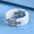 thumbnail image 3 of PAMTIER Unisex Ceramic Creative Unique Micro-Inlaid Crystal Zircon Chain Link Splicing Ring Couple Eternity Wedding Band Comfort Fit White Size 9, 3 of 6