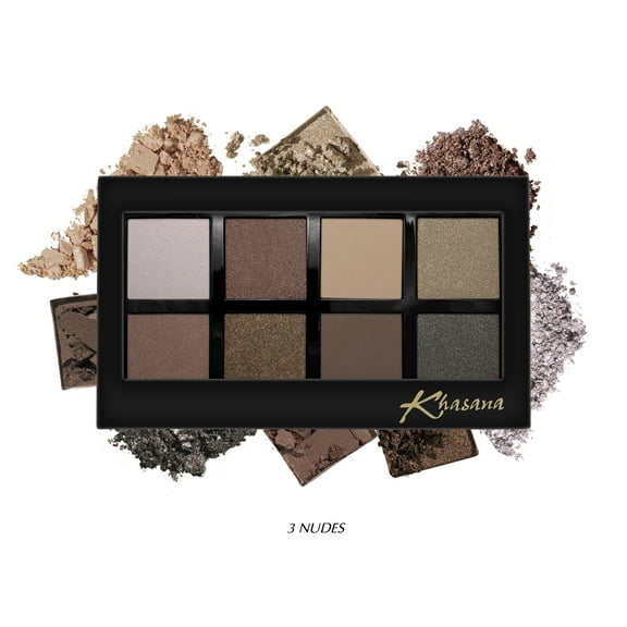 Khasana Highly Pigmented Eyeshadow Palette, Eye Makeup Shimmer & Matte Shades, Long Wear Blendable Formula #3 Nudes