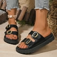 thumbnail image 5 of IUJSOY Platform Sandals for Women 2025 Comfortable Slides Open Toe Slippers Double Buckle Beach Shoe, 5 of 9