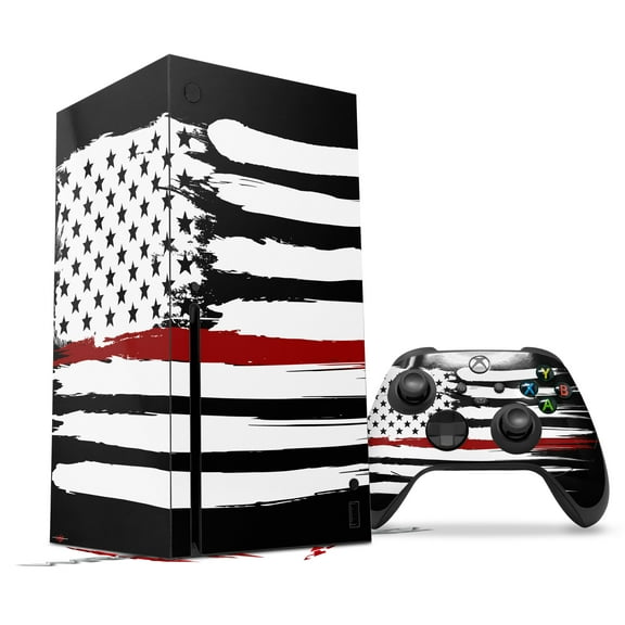 WraptorSkinz Skin Wrap compatible with the 2020 XBOX Series X Console and Controller Brushed USA American Flag Red Line (XBOX NOT INCLUDED)