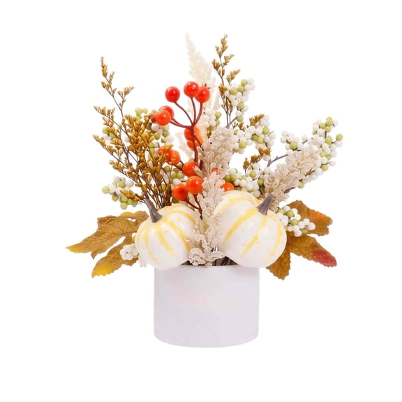 Fall Decor for Thanksgiving Autumn Home Table Fireplace Decorations | Artificial Fall Maple Leaves Pumpkin Berry Potted for Harvest Halloween Indoor Holiday Party Decorations (B-1PCS)