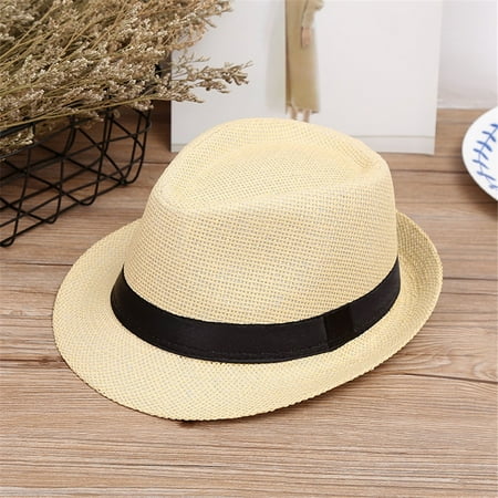 

Relanfenk Baby Hats Children Kids Summer Beach Sun Jazz Panama Trilby Fedora Gangster Cap Hat