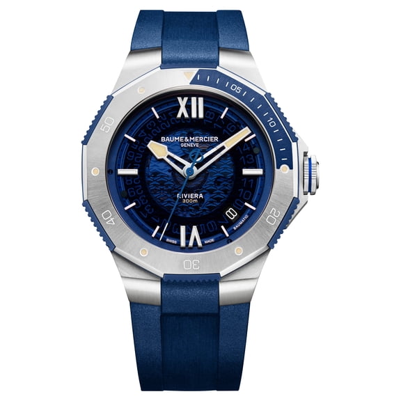Baume & Mercier Riviera Automatic Blue Dial Rubber Strap Men's Watch 10716