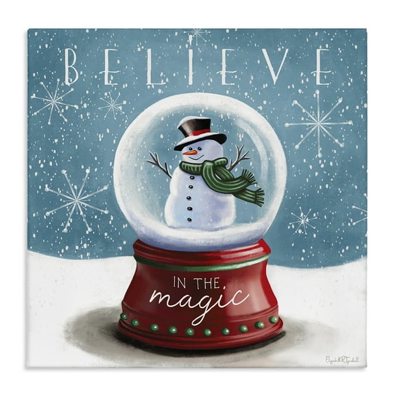 Stupell Industries Believe In Magic Snowglobe Holiday Painting Gallery Wrapped Canvas Art Prints Wall Art, 17 x 17
