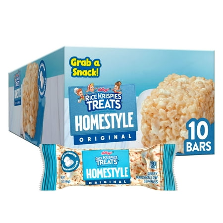 Rice Krispies Treats Homestyle Crispy Marshmallow Squares, Kids Snacks, Lunch Snacks, Original, 16.2oz Box (10 Bars) 10 Count