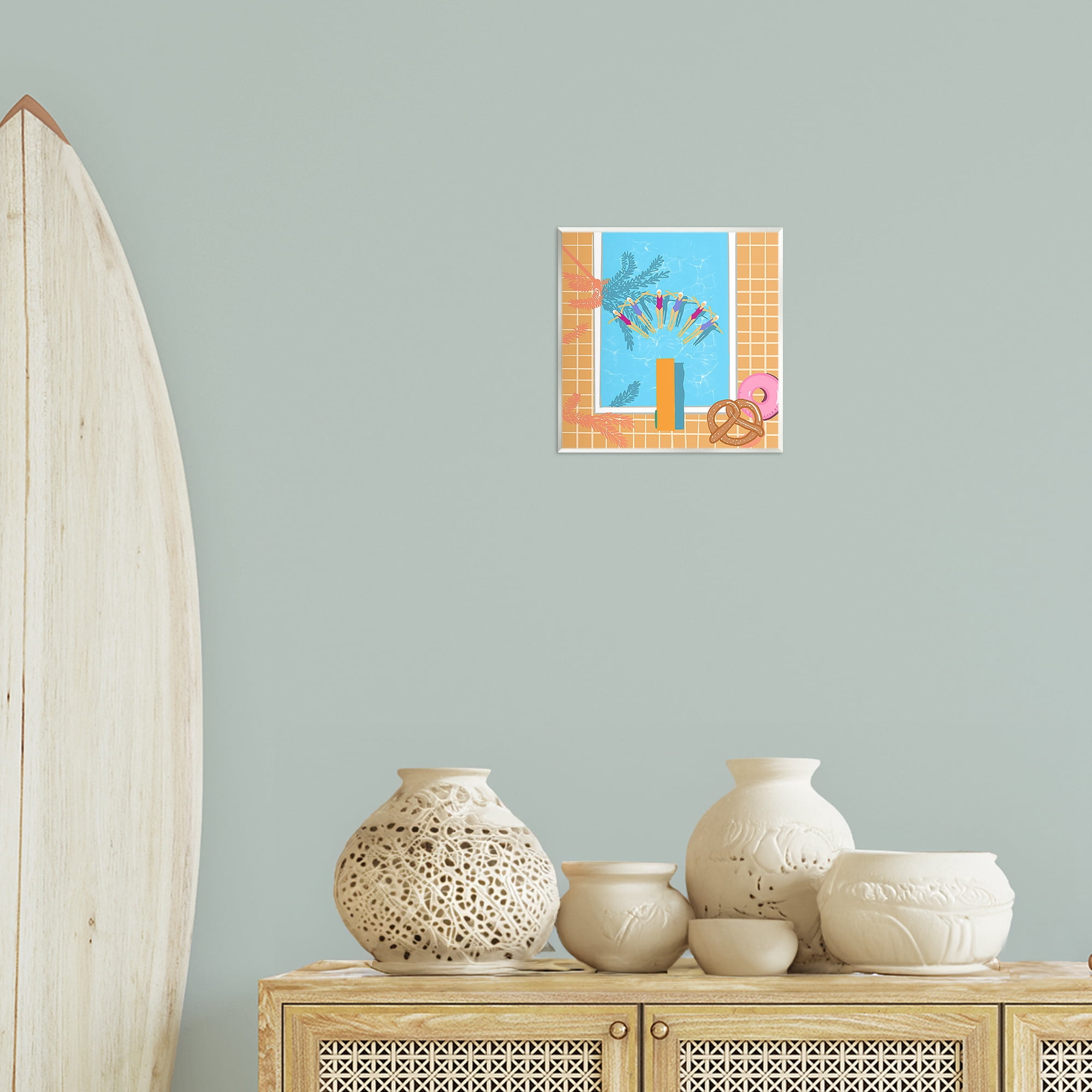 Stupell Industries In Sync Pool Swimmers People Painting Unframed Art Print Wall Art, 12 x 12