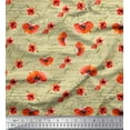 thumbnail image 1 of Soimoi Beige Rayon Fabric Text & Poppy Floral Print Fabric by Yard 56 Inch Wide, 1 of 3