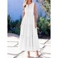 thumbnail image 5 of White Sleeveless V-Neck High-Waist Tiered A-Line Maxi Dress, 5 of 30