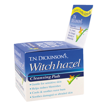 T.N. Dickinson's Witch Hazel Cleansing Pads for Face and Body, Gentle Astringent, 60 Count