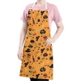 thumbnail image 5 of Halloween Witchy Icons on Orange Apron-Garden Aprons for Women with Pockets-Cotton Linen Waterproof Kitchen Cooking Gardening Aprons Adjustable for Kitchen,Cooking,BBQ and Salon 32"x27", 5 of 7