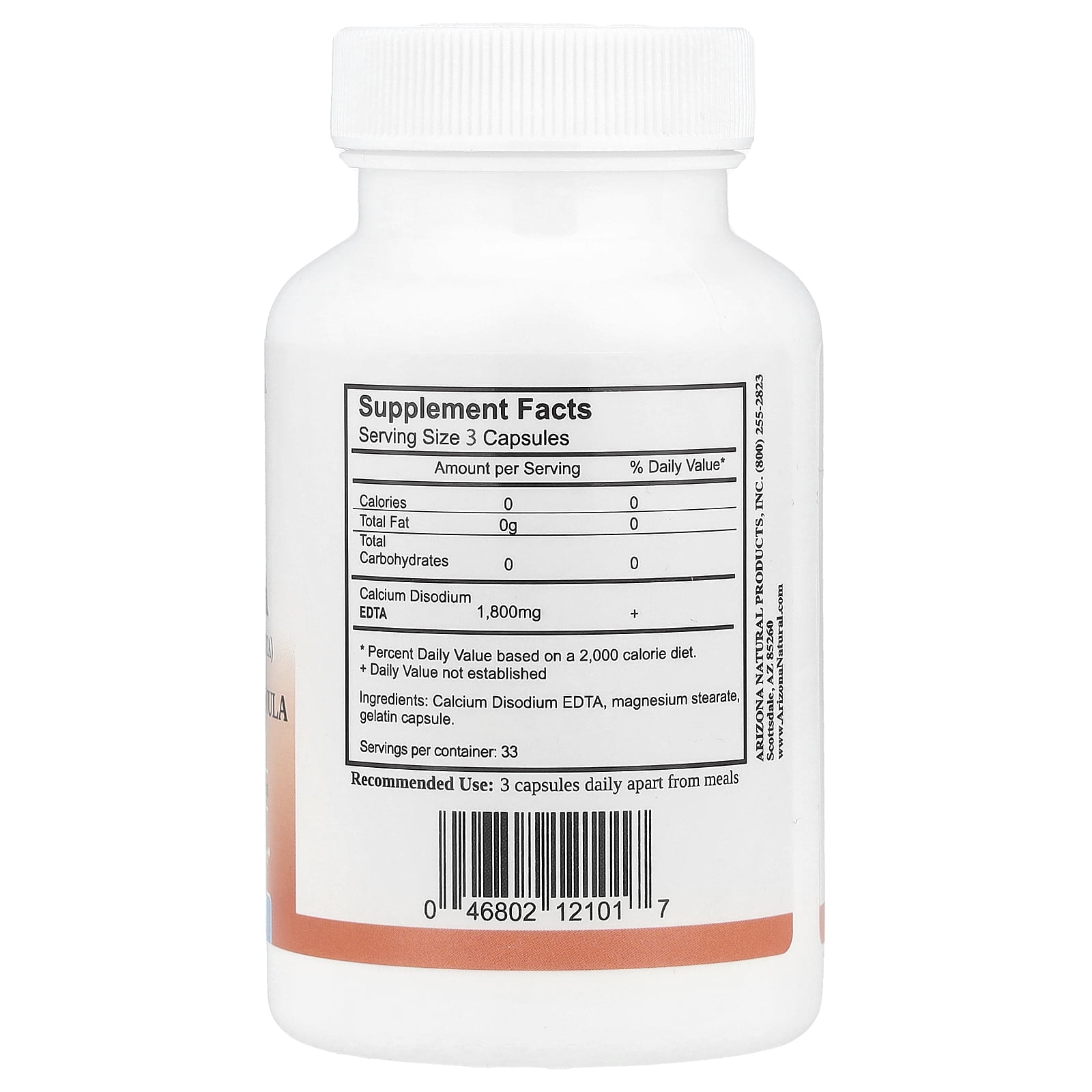Arizona Natural - EDTA Calcium Disodium Chelation Formula 600 mg. - 100 Capsules