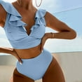 thumbnail image 2 of ANINEO New Multicolor Ruffled V-Neck Split Swimsuit High Waist Split Bikini Women Swimwear Cute Hawaii Summer Tropical Brazilian Beachwear, 2 of 4