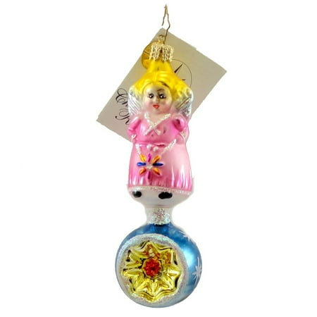Christopher Radko WINTER SPARKLERS Blown Glass Ornament Angel Christmas