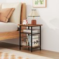 thumbnail image 6 of Gymax 2PCS 3-Tier Side End Table w/ Adjustable Mesh Shelf Narrow Nightstand, 6 of 10