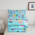 thumbnail image 5 of Homewish Cute Cartoon Cat Queen Comforter Set,Kawaii Floral Leaves Comforter Sets Queen,Teal,Polkadot Reversible,3-Piece,1 Comforter and 2 Pillowcases, 5 of 7