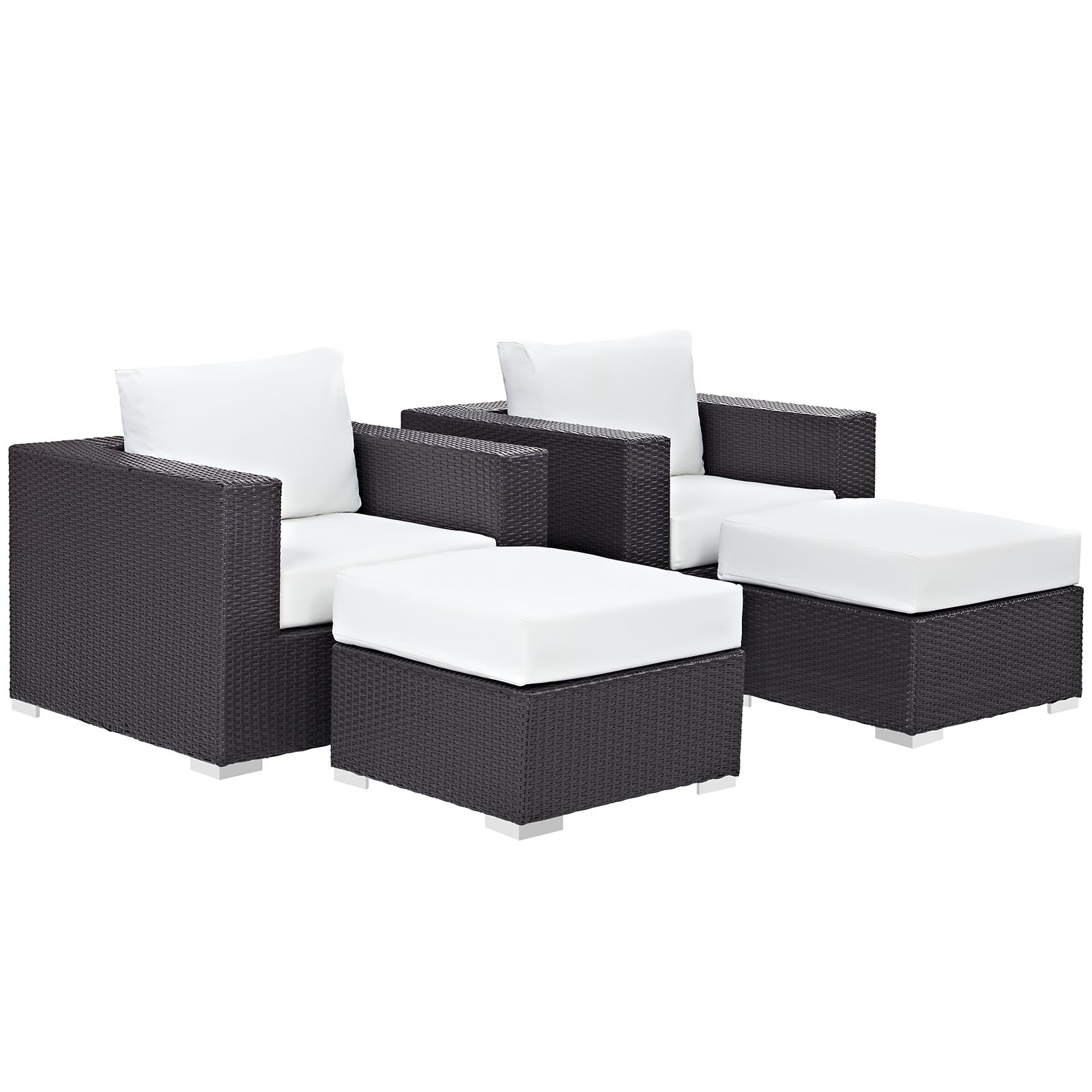 Modway Convene 4 Piece Outdoor Patio Sectional Set in Espresso White - image 3 of 6
