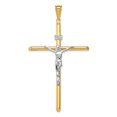 thumbnail image 1 of 14k Two Tone Gold Jesus Lord Christ Crucifix Holy Cross Necklace Charm Pendant Religious Inri, 1 of 6