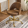 thumbnail image 3 of Ktaxon Office Desk Chair Adjustable Bronzing Cloth Fabric Computer Task Chair Small Rolling Vanity Stool with Wheels for Study Make-up Dressing Room Brown, 3 of 9