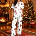 thumbnail image 5 of HAYIMI Women Christmas 2 Piece Pajama Set, Short Sleeve Lapel Button-Down Tops And Pants Set, Xmas Print Loungewear Sleepwear For Relaxed Evenings, 5 of 7