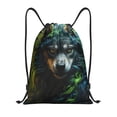 thumbnail image 1 of Xecao Realistic Style Colorful Wolf A Pattern Sports Drawstring Backpack - String Swim Gym Bag with Wet Proof Pocket for Women&Men-Medium, 1 of 6