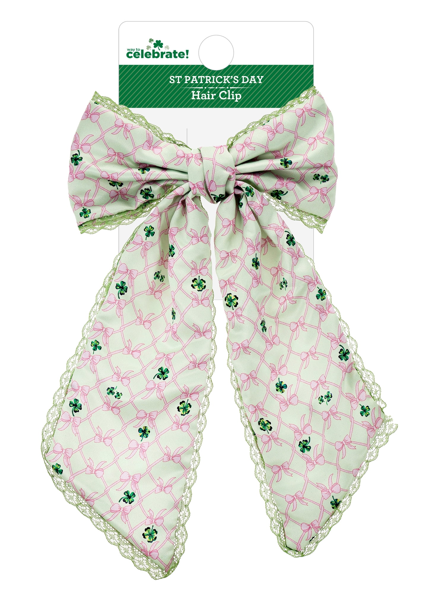 Way to Celebrate St. Patrick's Day Green and Pink Hairbow, 1 Piece