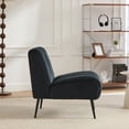 thumbnail image 3 of Armless Accent Chair, Upholstered Chair, Velvet Accent Chair with Black Metal Legs, Black for Living Room, Bedroom, Office, 3 of 11