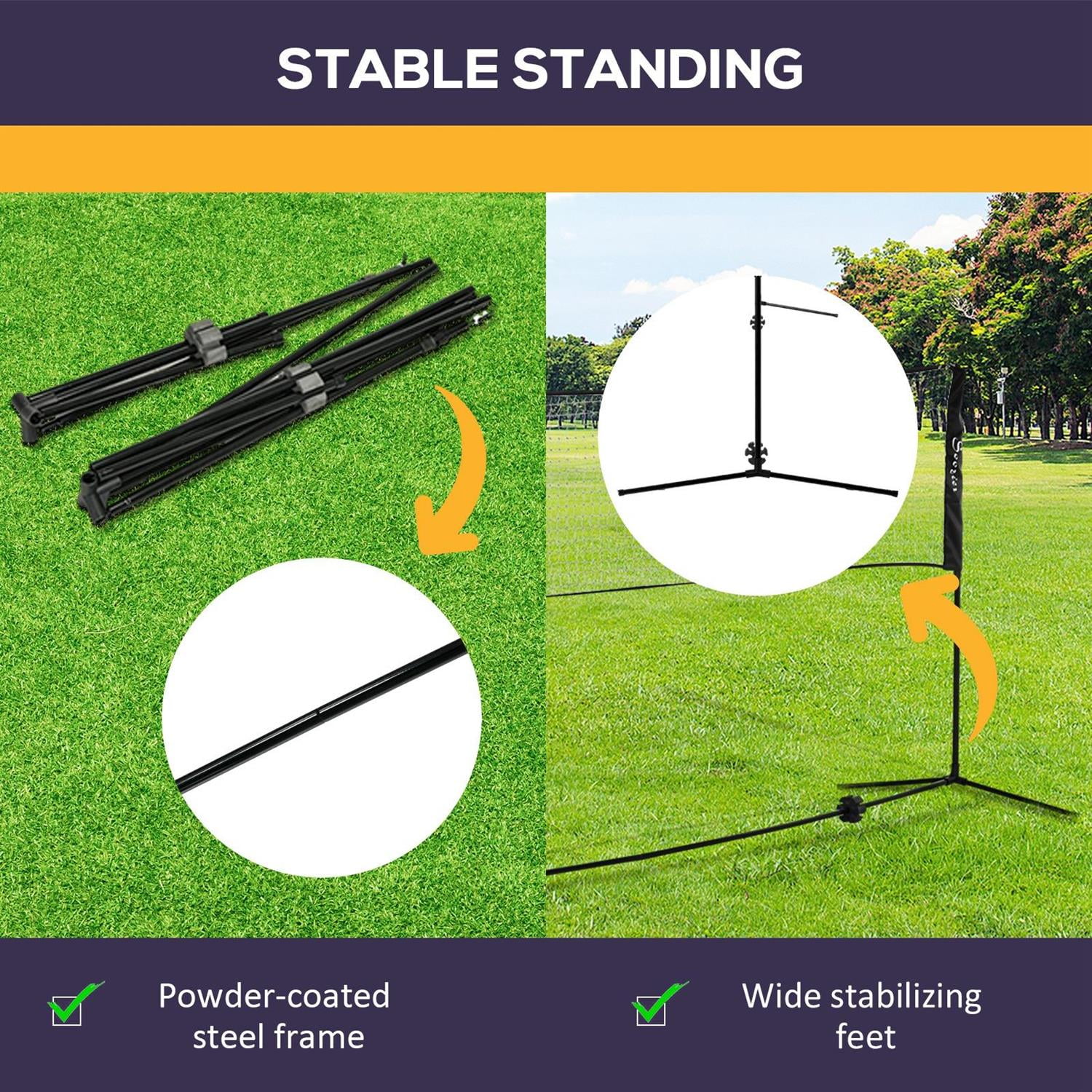 Demi Bonn All-in-1 Height Adjustable Badminton Set, Suitable for Pickleball Volleyball, Ideal for Backyard Beach Driveway Games, Black