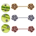 thumbnail image 1 of Retro 3x Acero inoxidable Hugo Rosa flor piercing escudo cuerpo Anillos para pezones, 1 of 10