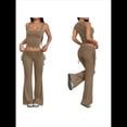 thumbnail image 3 of Traje Deportivo de Dos Piezas para Mujer con Chaleco y Leggings Anchos Traje para Chica Atractiva Marrón L, 3 of 7