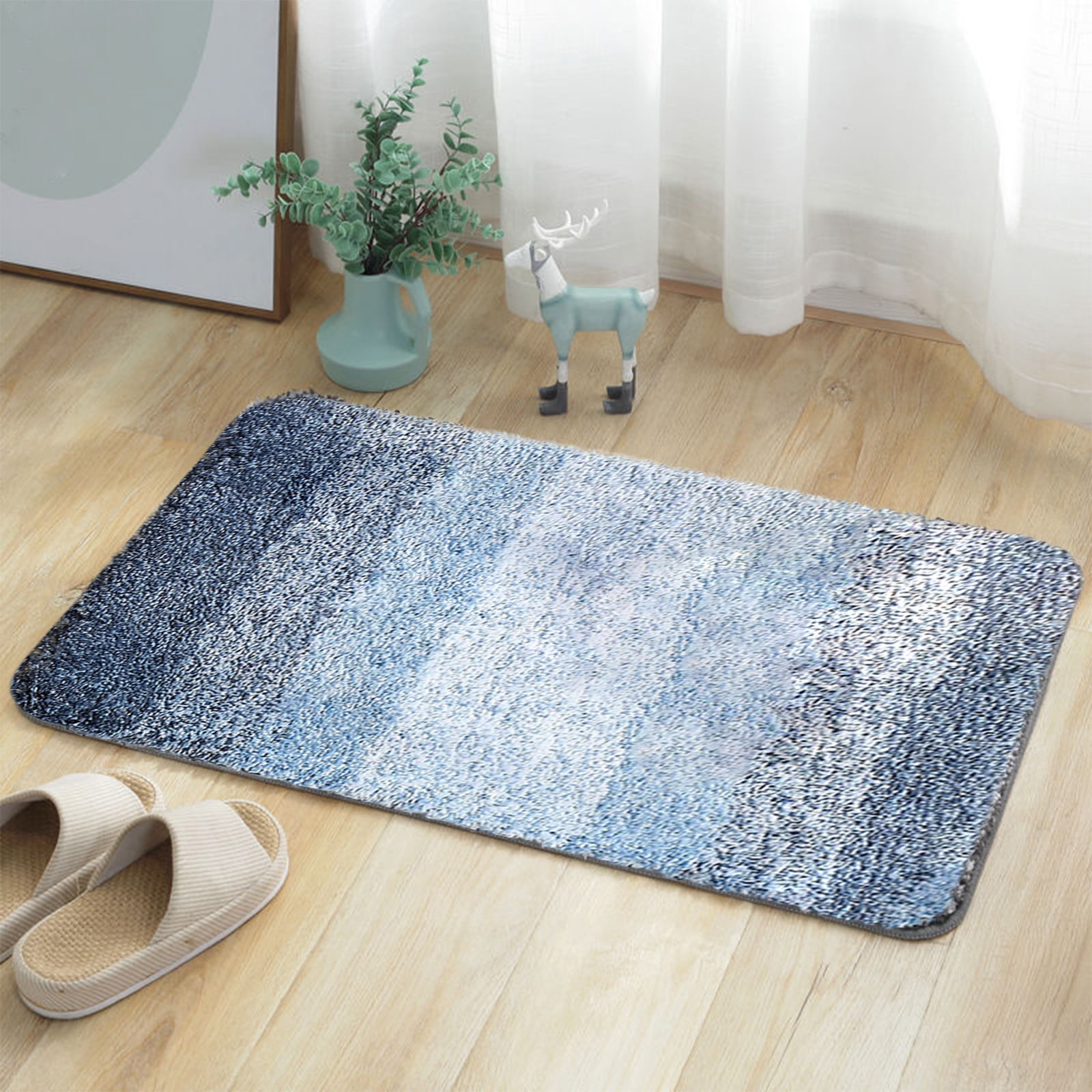 Under $5! InsCrazy Bathroom Rugs Bedroom Mat Flocking Carpet Plushes Rug Bathroom Absorbent Non-Slip Mats Kitchen Foot Mats Machine Wash Bathroom Rugs for Bedroom Bath Tub 20" x 30"