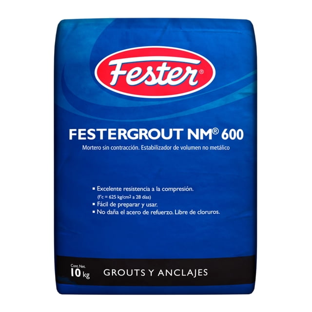 Mortero sin Contracción Estabilizador de Volumen no Metálico Fester Festergrout NM 600 10 KG