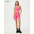 thumbnail image 3 of Women's High Waisted Biker Shorts with Pockets, Nylon Spandex Yoga Workout Shorts, Tummy Control, 1 Pack, 3 of 11