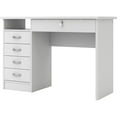 thumbnail image 2 of HomeStock Naturally Nice Rectangular Writing Desk With 5 Drawers Wood Metal Finish Type in Truffle Color with Lockable Keys, Freestanding, Ergonomic - 19"D x 43"W x 30"H-Color:White, 2 of 4