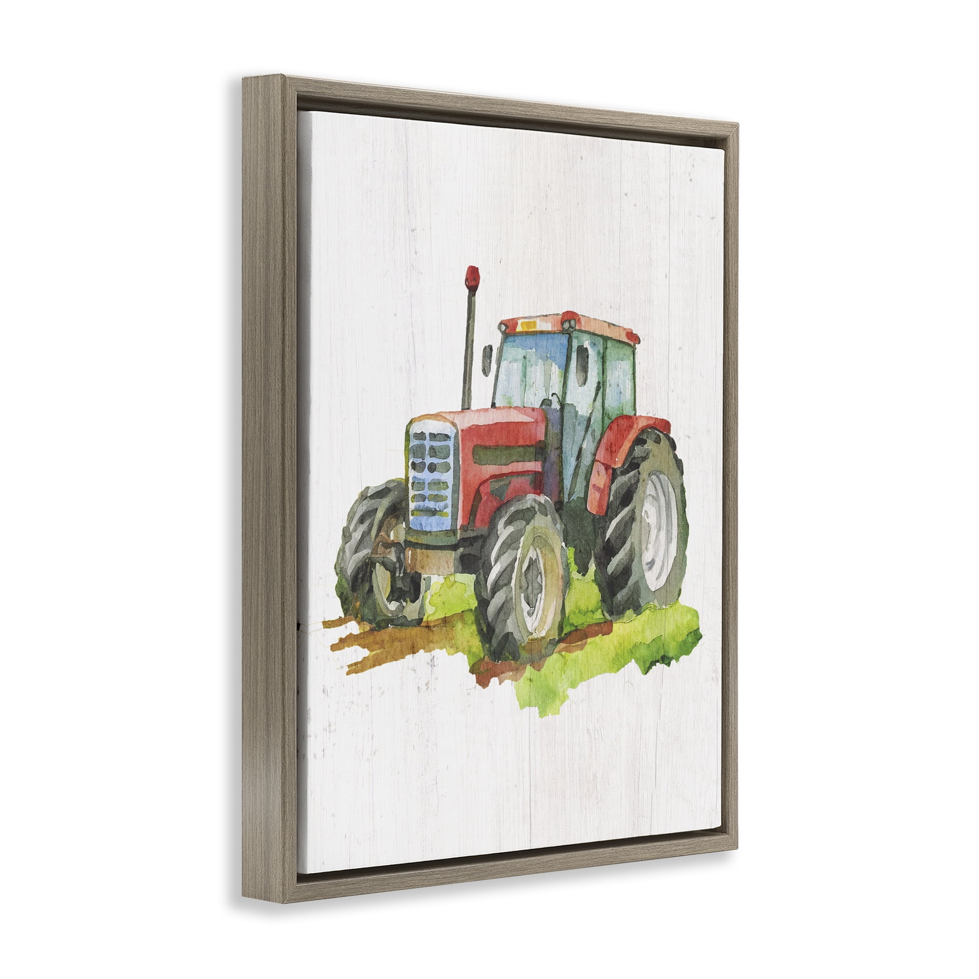 Stupell Industries Detailed Country Tractor Transportation Painting Brown Floater Framed Art Print Wall Art, 17 x 21