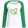 thumbnail image 4 of QIPOPIQ Chemises à Manches Longues pour Femmes Col Rond T-Shirts de la Saint-Patrick T-Shirts Imprimés Trèfle de Printemps T-Shirt Vert Chanceux T-Shirts de la Saint-Patrick Hauts Patchwork Col Rond T-Shirts de Vacances Offres, 4 of 5